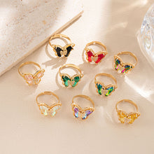 Load image into Gallery viewer, Retro Colorful Butterfly Ring For Women Diamond-Studded Fairy Rings Exquisite Temperament Jewelry Accessories Female Sweet Fashion Gifts

