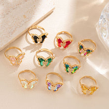 Load image into Gallery viewer, Retro Colorful Butterfly Ring For Women Diamond-Studded Fairy Rings Exquisite Temperament Jewelry Accessories Female Sweet Fashion Gifts

