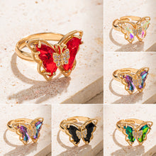 Load image into Gallery viewer, Retro Colorful Butterfly Ring For Women Diamond-Studded Fairy Rings Exquisite Temperament Jewelry Accessories Female Sweet Fashion Gifts

