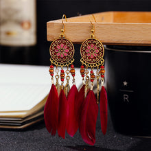 Load image into Gallery viewer, Retro Bohemian Style Earrings Long Feather Tassel Pendant Earrings For Women Boho Handmade Drop Dangle Earrings Jewelry Wedding Gifts

