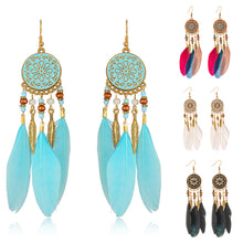 Load image into Gallery viewer, Retro Bohemian Style Earrings Long Feather Tassel Pendant Earrings For Women Boho Handmade Drop Dangle Earrings Jewelry Wedding Gifts
