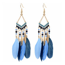 Load image into Gallery viewer, Bohemian Ethnic Style Feather Dangle Earrings For Women Colorful Tassel Beads Drop Earrings Temperament Girl Female Party Daily Jewelry
