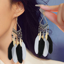 Load image into Gallery viewer, Bohemian Ethnic Style Feather Dangle Earrings For Women Colorful Tassel Beads Drop Earrings Temperament Girl Female Party Daily Jewelry
