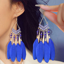 Load image into Gallery viewer, Bohemian Ethnic Style Feather Dangle Earrings For Women Colorful Tassel Beads Drop Earrings Temperament Girl Female Party Daily Jewelry
