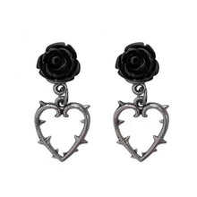 Load image into Gallery viewer, Gothic Punk Heart Earrings Hollow Thorn Rose Pendant Earrings Female Punk Charm Ear Jewelry Fashion Hip Hop Vintage Accessories
