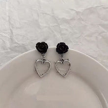 Load image into Gallery viewer, Gothic Punk Heart Earrings Hollow Thorn Rose Pendant Earrings Female Punk Charm Ear Jewelry Fashion Hip Hop Vintage Accessories
