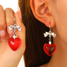 Load image into Gallery viewer, Y2K Punk Style Dangle Earrings Vintage Heart Pendant For Women Lovely Bow Knot Stud Ear Jewelry Charms Hot Girls Gifts Accessories Goth Hoop
