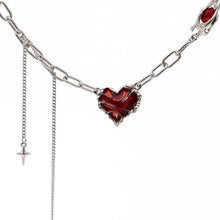 Load image into Gallery viewer, Gothic Heart Design Necklace For Women Girls Pendant Red Metal Love Short Choker Hand Bone Shape Clavicle Chain Hip Hop Accessories Aesthetic Jewelry
