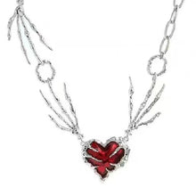 Load image into Gallery viewer, Gothic Heart Design Necklace For Women Girls Pendant Red Metal Love Short Choker Hand Bone Shape Clavicle Chain Hip Hop Accessories Aesthetic Jewelry
