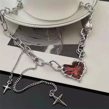 Load image into Gallery viewer, Gothic Heart Design Necklace For Women Girls Pendant Red Metal Love Short Choker Hand Bone Shape Clavicle Chain Hip Hop Accessories Aesthetic Jewelry
