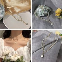 Load image into Gallery viewer, Fashion Double Layer Necklace For Women Imitation Pearl Pendant Choker Light Luxury Design Clavicle Chain Temperament Jewelry Accessories Gift
