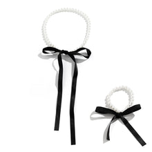 Load image into Gallery viewer, Fashion Imitation Pearl Choker Necklace For Woman Adjustable Bow Tie Lace Up Velvet Chain Romantic Female Elegant Banquet Jewelry Accessories
