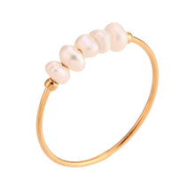 Load image into Gallery viewer, Elegant Natural White Pearl Rings For Women Irregular Gold Color Ring With Stainless Steel Beads Fashion Thin Jewelry Accessories Gift
