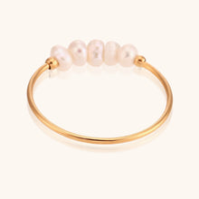 Load image into Gallery viewer, Elegant Natural White Pearl Rings For Women Irregular Gold Color Ring With Stainless Steel Beads Fashion Thin Jewelry Accessories Gift
