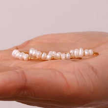 Load image into Gallery viewer, Elegant Natural White Pearl Rings For Women Irregular Gold Color Ring With Stainless Steel Beads Fashion Thin Jewelry Accessories Gift
