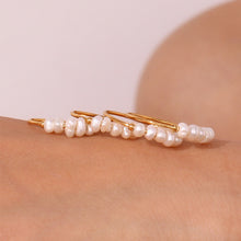 Load image into Gallery viewer, Elegant Natural White Pearl Rings For Women Irregular Gold Color Ring With Stainless Steel Beads Fashion Thin Jewelry Accessories Gift
