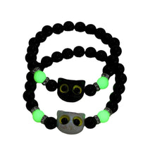 Load image into Gallery viewer, Cute Cat Luminous Bracelets For Women Men Black White Animal Head Beaded Hand Chain Handmade Adjustable Glow In The Dark Gift
