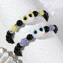 Load image into Gallery viewer, Cute Cat Luminous Bracelets For Women Men Black White Animal Head Beaded Hand Chain Handmade Adjustable Glow In The Dark Gift
