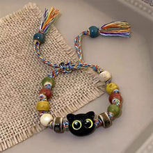 Load image into Gallery viewer, New Cute Black Cat Bracelet for Women Men Natural Stone Braided Hand Chain Fashion Rope Cartoon Animal Hand Ring Handmade Trendy Jewelry Gifts
