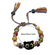 Load image into Gallery viewer, New Cute Black Cat Bracelet for Women Men Natural Stone Braided Hand Chain Fashion Rope Cartoon Animal Hand Ring Handmade Trendy Jewelry Gifts
