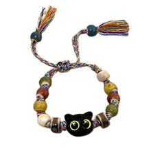 Load image into Gallery viewer, New Cute Black Cat Bracelet for Women Men Natural Stone Braided Hand Chain Fashion Rope Cartoon Animal Hand Ring Handmade Trendy Jewelry Gifts
