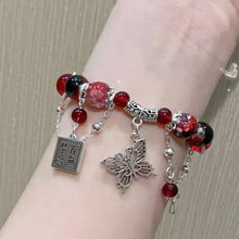 Load image into Gallery viewer, Fashion Tian Guan Ci Fu Bracelet for Women Men Blessing Hollow Butterfly Red Beads Chain Tassels Pendant Dark Gothic Accessories Jewelry Exquisite Gifts
