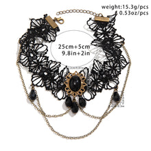 Load image into Gallery viewer, Black Lace Crystal Pendant Arm Bracelet For Women Gothic Tassel Cuff Bangle Fashion Jewelry Party Female Accessories Gift
