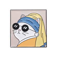Load image into Gallery viewer, Pearl Cat Enamel Pins Funny Oil Painting Kitten Brooches Lapel Badges For Women Men Cute Cartoon Animal On Backpack Jewelry Gifts
