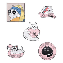 Load image into Gallery viewer, Pearl Cat Enamel Pins Funny Oil Painting Kitten Brooches Lapel Badges For Women Men Cute Cartoon Animal On Backpack Jewelry Gifts
