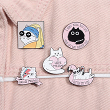 Load image into Gallery viewer, Pearl Cat Enamel Pins Funny Oil Painting Kitten Brooches Lapel Badges For Women Men Cute Cartoon Animal On Backpack Jewelry Gifts
