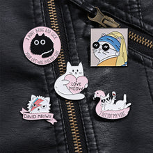 Load image into Gallery viewer, Pearl Cat Enamel Pins Funny Oil Painting Kitten Brooches Lapel Badges For Women Men Cute Cartoon Animal On Backpack Jewelry Gifts
