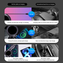Load image into Gallery viewer, 1PC 60W Dual Quick Charge Car Charger With 80CM Retractable Cable Car Cigarette Lighter
