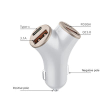 Load image into Gallery viewer, 78W Y-Type Car Charger PD30W QC3.0 Four-Port Quick Charge Mobile Phone Charger For 12-24V Car
