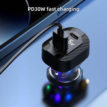 Load image into Gallery viewer, PD 30W Super Fast Charging Car Charger Cigarette Lighter Converter Double Port Output Suitable For 12V-24V Car
