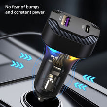 Load image into Gallery viewer, PD 30W Fast Car Charger With Spring Wire Atmosphere Light Cigarette Lighter Converter 3 Output For 12V-24V Cars
