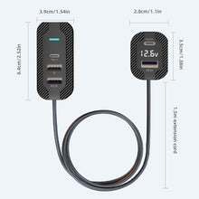 Load image into Gallery viewer, PD 30W Car Charger Front And Rear Universal With 1.5M Extension Cable 5-Port Output Cigarette Lighter Converter

