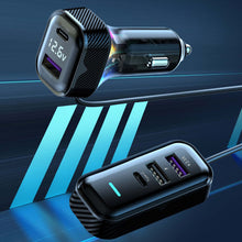 Load image into Gallery viewer, PD 30W Car Charger Front And Rear Universal With 1.5M Extension Cable 5-Port Output Cigarette Lighter Converter

