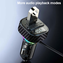 Load image into Gallery viewer, PD 30W Quick Charge Car Bluetooth Charger With Spring Wire Atmosphere Light FM USB Flash Disk Player
