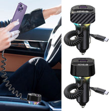 Load image into Gallery viewer, PD 30W Quick Charge Car Bluetooth Charger With Spring Wire Atmosphere Light FM USB Flash Disk Player
