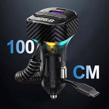 Load image into Gallery viewer, PD 30W Quick Charge Car Bluetooth Charger With Spring Wire Atmosphere Light FM USB Flash Disk Player
