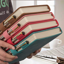 Load image into Gallery viewer, 416 Pages paper A5 Faux Leather Thick Business Notebook Magnetic Snap Side with Pen
