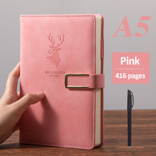 Load image into Gallery viewer, 416 Pages paper A5 Faux Leather Thick Business Notebook Magnetic Snap Side with Pen
