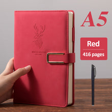 Load image into Gallery viewer, 416 Pages paper A5 Faux Leather Thick Business Notebook Magnetic Snap Side with Pen
