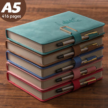 Load image into Gallery viewer, 416 Pages paper A5 Faux Leather Thick Business Notebook Magnetic Snap Side with Pen
