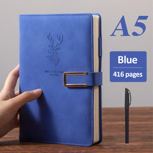 Load image into Gallery viewer, 416 Pages paper A5 Faux Leather Thick Business Notebook Magnetic Snap Side with Pen
