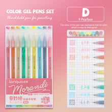 Load image into Gallery viewer, 9Pcs/box Morandi Color Gel Pens Set 0.5mm Handwriting Ink Pen Students School Supplies Stationery
