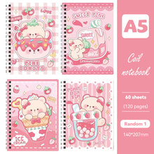 Load image into Gallery viewer, 120 Pages A5 Coil Spiral Notebook Journals Cartoon Diary Weekly Planner Book School Office Stationery
