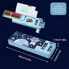 Load image into Gallery viewer, Multifunctional Cartoon Pencil Box Stationery Storage Box with Calculator Pencil Sharpener Class Schedule Card Name Stickers School Supplies Children Gift
