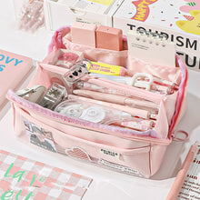 Load image into Gallery viewer, Large Capacity Fashion Weaving Pencil Bag Cloth Cosmetic Storage Bag Retro Student Stationery School Supplies
