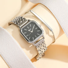 Load image into Gallery viewer, 2pcs Set Casual Women Quartz Watch Square Dial Wristwatch With Alloy Strap Fashion Bracelet Birthday Gift Business For Women
